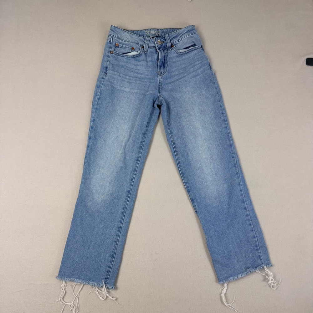 Rewash High Rise Straight Leg Jeans Light Wash Raw Hem Womens Size 0 24